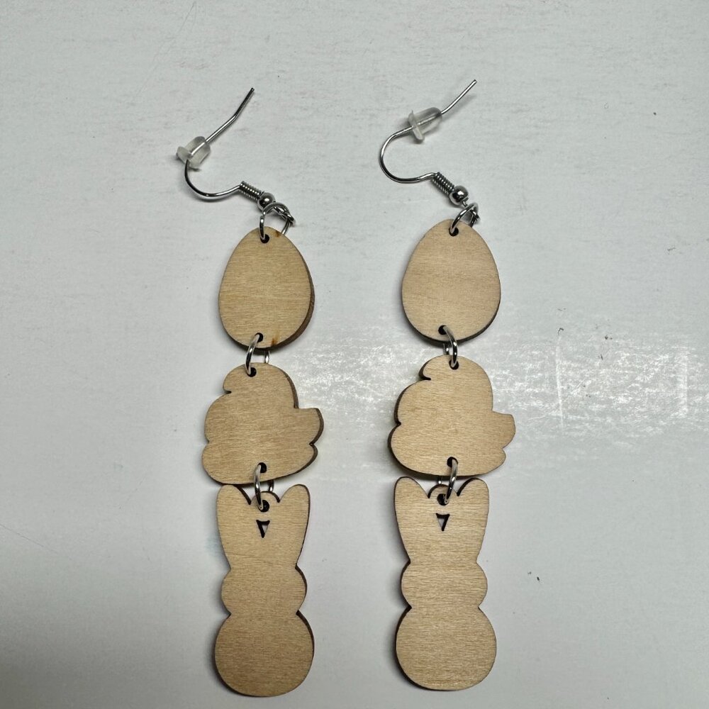 Peeps Earrings - Easter Egg  - Bunny Earrings - Dangling Earrings - New! - Picture 2 of 5